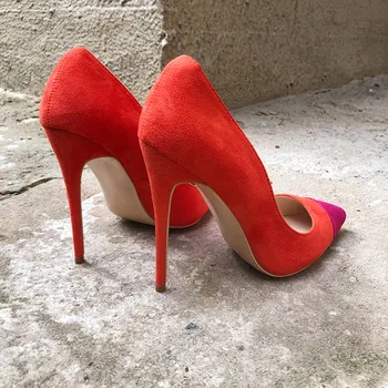 Veowalk Femei Catifea Tocuri inalte de culoare Roșie Mozaic a Subliniat Toe Pompe Tocuri cui Elegant Doamnelor Alunecare pe Pantofi de Nunta Petrecere