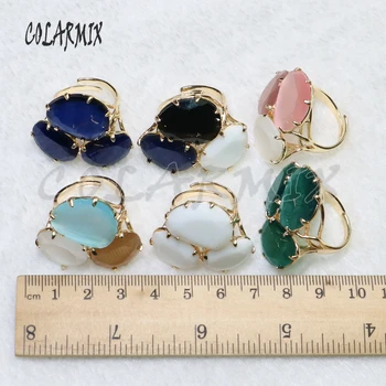 10buc 3 inele de piatră culori Amestecate ochi de pisica piatra inele Petrecere de moda Bijuterie bijuterii inele 9077
