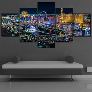 Modular Panza HD Printuri de Arta de Perete Postere Tablouri Living Home Decor plin de culoare Lumini de Scena Oraș Poze Nu-Cadru