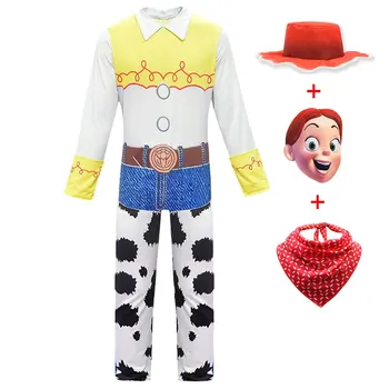 Copii Toy Story Povestea Cosplay Haine Woody Tracey Buzz Lightyear Costum de Halloween Masca Pălărie Eșarfă Siamezi Patru Piese Set