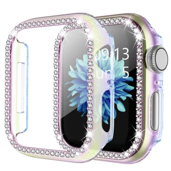 Pentru apple watch se 6 caz 40mm 44mm seria 5 4 3 42mm 38mm Completă în Jurul Diamant Strălucitor caz pentru iwatch femei shell Placa de Cadru