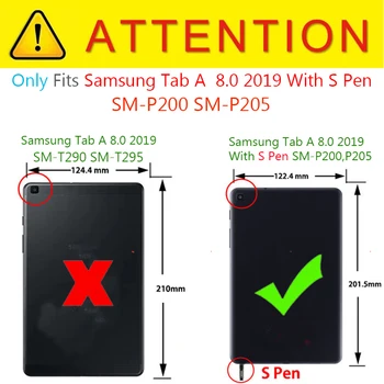 Pentru Samsung Galaxy Tab a 8.0 2019 S Pen P200 P205 Caz de Desene animate din Piele PU de Acoperire Cazuri Pentru Tab 8 inch 2019 SM-P200 Tableta Shell