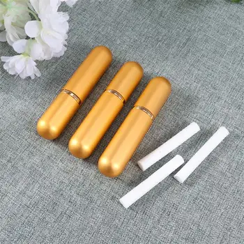 3Pcs Reîncărcabile Mini Parfum Ulei Esențial Tub Difuzor Aromaterapie Nazale Inhalatoare, Sticlă cu Fitile de Bumbac de Aur