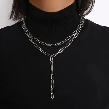 SHIXIN Punk Ciucure Lung Lanț Colier pentru Femei de Aur/Argint de Culoare Stratificat Cravată Designer de Moda de sex Feminin Coliere Bijuterii 2020
