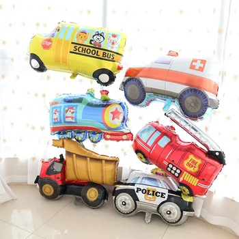 5pcs Jucărie mare Balon Folie Auto Copii Baby shower Băiat Rezervor de Ambulanță Autobuz, Camion Foc Petrecerea de Ziua Decor Tren Masini de Baloane