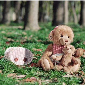 Noi ursuleț de pluș, jucării umplute cu rochie Mama și fiul urs de pluș comun păpușă ursuleț de pluș pentru copii jucării fata cadou