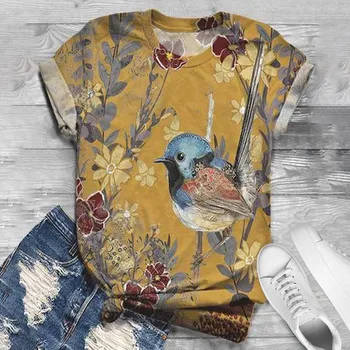 Plus Dimensiune Epocă Tricouri Femei Tricouri Maneca Scurta Animal 3D Imprimate O-Gât Topuri Tricou T-Shirt Blusas mujer camisetas