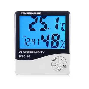 HTC-2/HTC-2A/HTC-6/HTC-18 LCD Termometru Higrometru Digital Electronic Piscină Interioară, C / F Termometru Higrometru Ceas Deșteptător