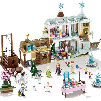 Congelate 2 Blocuri Prieteni Fete Gheață Zăpadă Magic Castle De Acțiune Figura Transportul Princess Palace Caramida Copii Cadou Jucarii