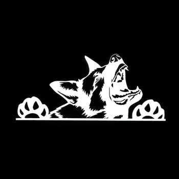 Amuzant Ciobănesc German Câine Snarling trage cu ochiul Autocolante Auto protecție Solară rezistent la apa Bara Parbriz Boot Decalcomanii PVC 7,6 cm X 17.2 cm