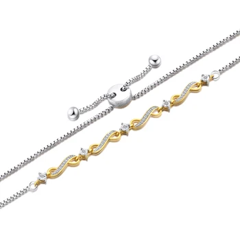 Argint 925 Reglabil Diamant Real Brățări pentru Femei Infinit Bratara Argint Bijuterii Alb/Aur Galben de Culoare