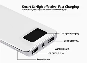 20000mAh Ultra Slim Power Bank Portabil Extern Baterie Încărcător de Telefon Display LED Powerbank Pentru Telefonul Mobil Poverbank