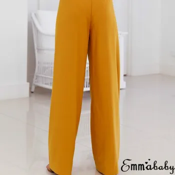 Femei De Moda Pantalonii Palazzo 2018 Femei Pantaloni Casual Galben Alb De Înaltă Talie Pantaloni Largi Picior