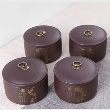 Aurit Ceai Negru Container De Bucătărie Veselă De Masă Porțelan Ceai Caddy Depozitare Sticle Bomboane De Cafea Borcane Retro Cutii Botes Para Alimentos