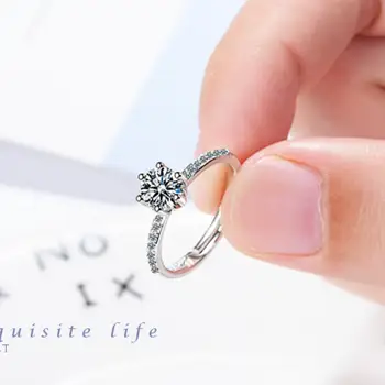 KOFSAC Moda coreeană Argint 925 Inele Pentru Femei Nuntă Temperament Simplu Rafinat Zircon Inel Bijuterii de Mireasa, Cadouri de