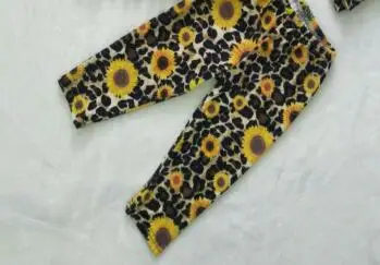 Leopard-print de floarea-soarelui fata de toamna tinuta uzura pentru copii de înaltă calitate de moda de tip boutique de 3 buc set plus eșarfă