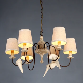 Vintage bird candelabre de iluminat cu abajur din tesatura elegant creative foaier candelabre bucătărie lumini prindere retro lumina franceză