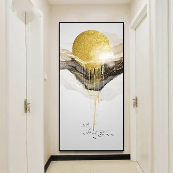 Laeacco Abstract Soare De Aur Panza Curge Vopseaua Postere De Imprimare De Moda Decorare Camera De Zi Nordic Arta De Perete Decor Imagine