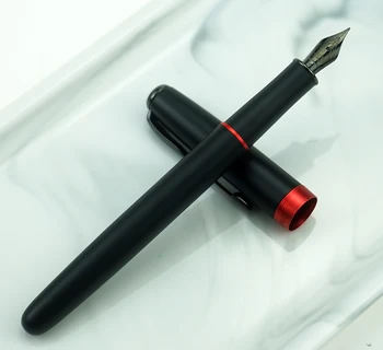2 buc Jinhao 75 Negru Mat Metal Stilou, Negru F Peniță 0,5 mm Inel Rosu / Negru cu Convertor de Afaceri de Birou, Cadou Stilou