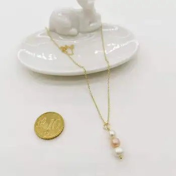 Autentic de apă Dulce Pearl Colier Aur 14K Umplut Gât Lanțuri, Pandantive Neobișnuit Realizate manual Pentru Femei Elegante Colier Bijuterii