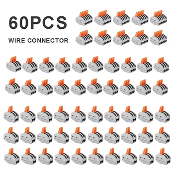 60pc Reutilizabile Bloc Terminal Maneta Acasă Compact Despicare Conector de Sârmă 2/3/5 Polul Cablu de Prindere Piuliță Pentru Corpuri de Iluminat