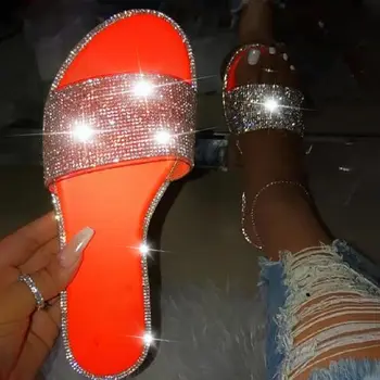 Stras papuci Femei Sclipici sexy Papuci de Vara Diapozitive Bling în aer liber, Papuci de Plaja Salbatica de Pantofi Flip flops pentru femei 2020 Nou