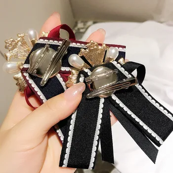 Coreeană Arta Pânză Papion Broșă Pin Perla de Cristal broșă și Broșe Rochie Cămașă Cravată Insigna Cadouri pentru Femei Accesorii