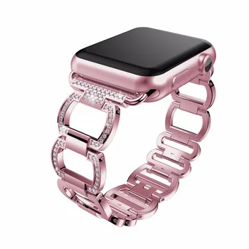 Femei Diamante Curea Pentru Apple Watch Band 38mm 42mm 40/44mm link Brățară de Metal din Oțel Inoxidabil Trupa pentru iWatch Serie SE 6 5 4 3