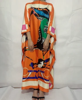 Européenne vêtements 2020 Florale Imprimate Caftan de Mătase boho Dress Moda Batwing Maneca Sundress femei plajă rochie lunga pentru petrecere