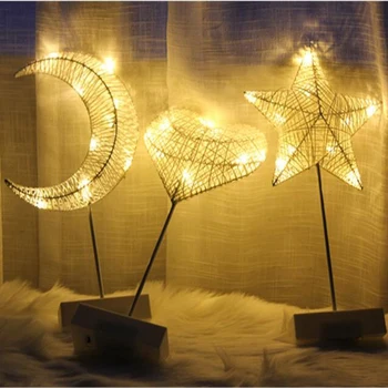 LED Rattan Lumina de Noapte Stele Dragoste Inima Pom de Crăciun Lampa de Masa Fata de Camera de Decorare Lumina de Noapte Tabelul Lumina Alb Cald