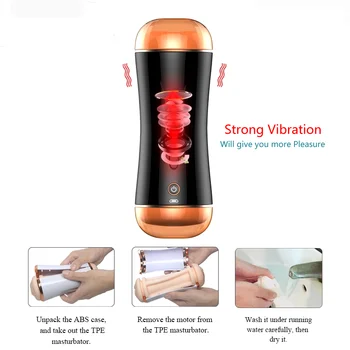 Seyshop de Buzunar Dual Channel Masturbarea 10 modul Vibrații vagin Artificial Cupa Pasarica Vagin Masturbator Pentru Barbati