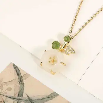 NewSilver Naturale Hetian Jad Floare Diamond Pandantiv Colier Chineză Retro Drăguț Proaspete De Basm Romantic Femei De Brand De Bijuterii