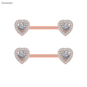 Leosoxs 2 buc Europene și Americane Stil Cald din Oțel Inoxidabil Zircon Sân Piercing Bijuterii