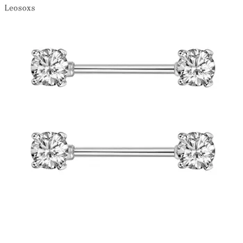 Leosoxs 2 buc Europene și Americane Stil Cald din Oțel Inoxidabil Zircon Sân Piercing Bijuterii