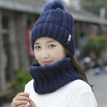 2020 Iarna Femei Pălărie Capace Tricotate din Lână Eșarfă Cald Gros Windproof Balaclava Multi-Funcțional Pălărie Eșarfă Set Pentru Femei