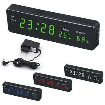 Digital Ceas de Perete Mare cu LED Calendar de Timp Temperatura Umiditate Display Birou Ceasuri de Masă Electronice a CONDUS Ceas de Perete Decor UE Plug