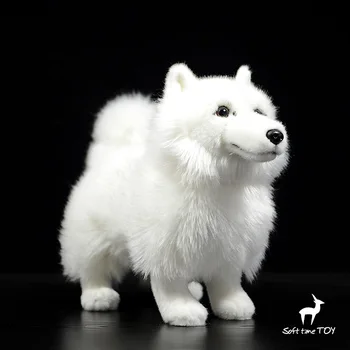Cele mai noi animale împăiate câine alb păpușă jucărie moale Samoyed papusi model minunat pentru copii jucarii de cadouri de vacanță fetele de înaltă calitate