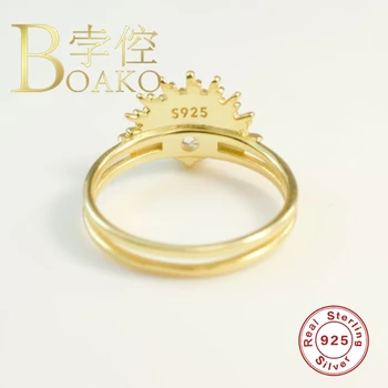 BOAKO Inel Argint 925 Anillos Inele de Aur Pentru Femei de Lux 2020 Bine de Bijuterii de Nunta Inele de Zirconiu Bague Bijoux Ca Cadou