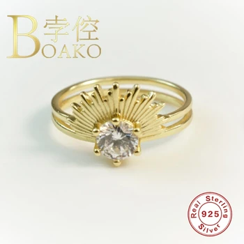 BOAKO Inel Argint 925 Anillos Inele de Aur Pentru Femei de Lux 2020 Bine de Bijuterii de Nunta Inele de Zirconiu Bague Bijoux Ca Cadou