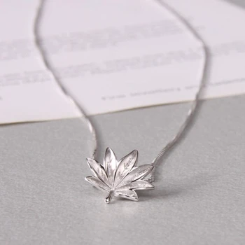 Coreea de Simplu de Arțar Frunze Proaspete Literare Argint 925 Clavicula Lanț de Temperament, de Personalitate la Modă Femei Colier SNE224