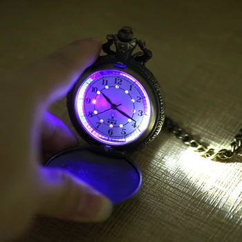 De lux de Aur Tim Burton Coșmar Înainte De Crăciun Luminos LED Cuarț Ceas de Buzunar Fashion Casual Flash Ceas de Buzunar Cadouri