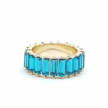 Noi Boho Curcubeu inele albastru bagheta de cristal cubic zirconia cz Aur umplut de logodna inel de trupa pentru femei bijuterii en-gros