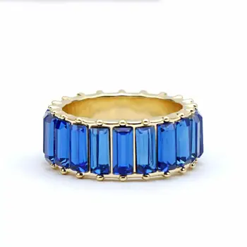 Noi Boho Curcubeu inele albastru bagheta de cristal cubic zirconia cz Aur umplut de logodna inel de trupa pentru femei bijuterii en-gros