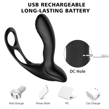 USB Reîncărcabilă Anal Plug Vibrator anal sex Masculin, Prostata pentru Masaj cu Inel de Control de la Distanță G-spot Vibrator Produse Sexuale