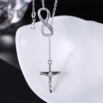 Argint 925 Lungi Crucea Pandantiv Colier Lanțuri Pentru Femei, Bărbați Bijuterii De Argint Cadouri