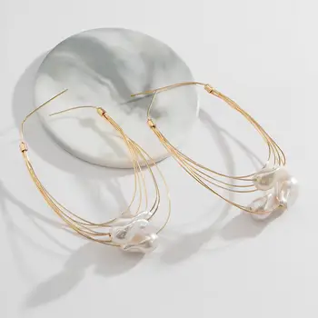2020 Moda Perle de Mare Hoop Cercei pentru Femei Stratificat Mare Cerc Cercei Bijuterii de mireasă la Modă Cercei Fete coreene