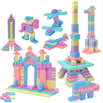 95-1008Pcs Macarons Blocuri Seturi Clasic Oraș Creator cărămizi Sac de Panza si Cutie de Depozitare DIY copii de Învățământ Copilului Jucării