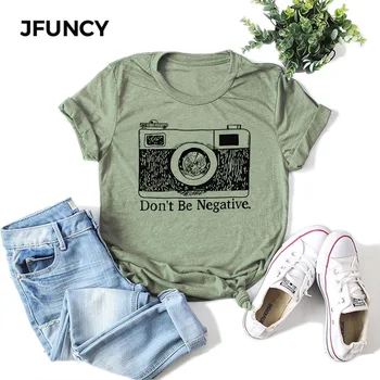 JFUNCY Plus Dimensiune Vara tricou Femei din Bumbac Tricou Camera Tipărite Tricou Maneci Scurte Largi Femeie Topuri Femei Tricou