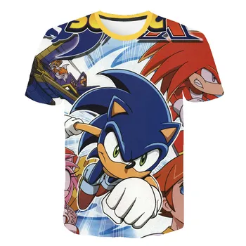 2020 Drăguț 3D Sonic Ariciul Tricou copii haine de Vara Scurte Desene Imprimate t-shirt Boys Adolescent Cool Copii Topuri