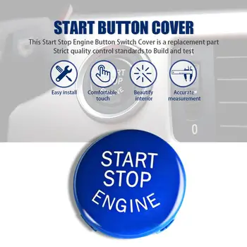 1 BUC Auto Start Stop Motor Comutator Buton Capac Decor Autocolante Albastru Pentru BMW E90 E91 E60 E83 E84 E71 E72